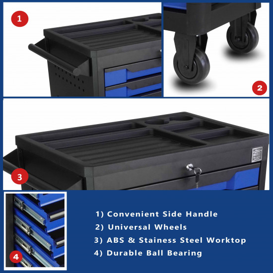 VTOOLS 27-Inch 7-Drawer Tool Cabinet with Central Lock