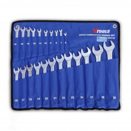 22-Piece Offset Combination Wrench Set, from 6mm to 32mm