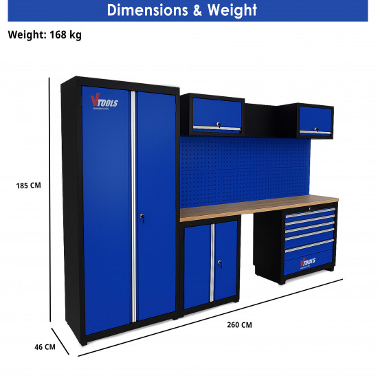VTOOLS  Garage Storage Workstation with 7-Drawer Tool Cabinet