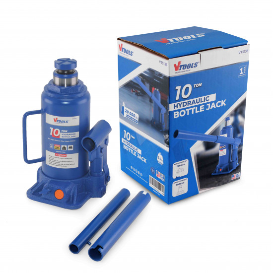 VTOOLS 10 Ton Hydraulic Bottle Jack