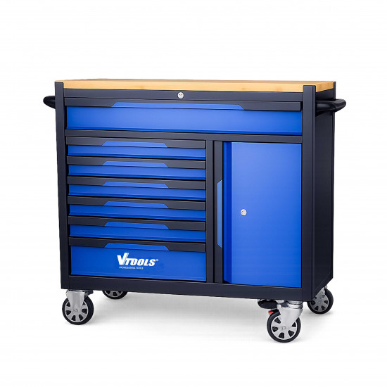 VTOOLS 42 Inch Rolling Tool Cabinet with Wood Worktop