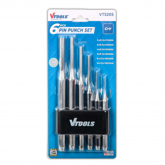 VTOOLS 6pcs CRV Steel Pin Punch Set for Repair Tools