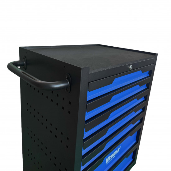 VTOOLS 27 Inch 7 Drawer Rolling Tool Cabinet with EVA Top + 94 PC 1/2 and 1/4 Inch Impact Socket and Spanner Tool Set