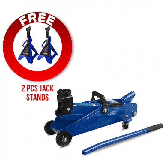 2 Ton Hydraulic Trolley Jack (FREE 2 Ton Jack Stands Set)