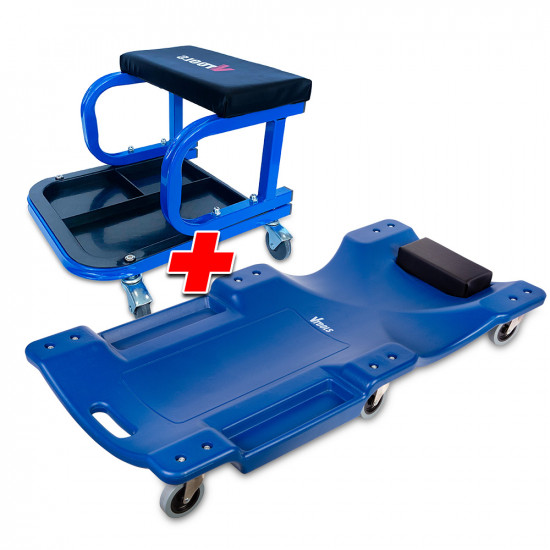 40" Plastic Car Creeper + Garage Seat with Tool Tray