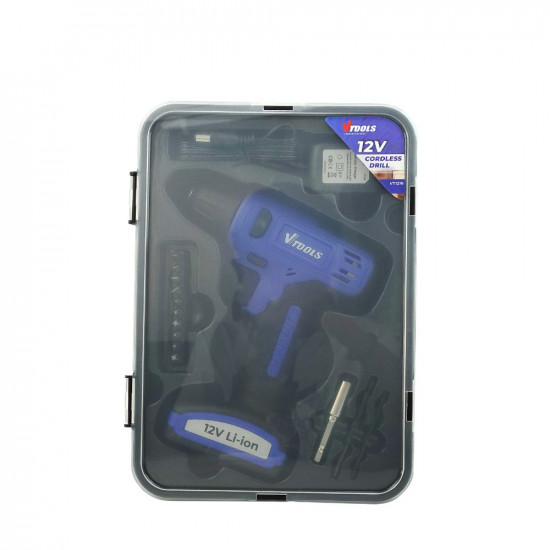 VTOOLS 12V Cordless Drill Driver with 13 Piece Bits Set , up to 850 RPM
