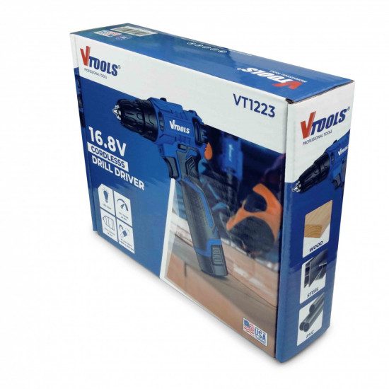 VTOOLS 16.8V Cordless Drill Driver with 1500mAh Battery