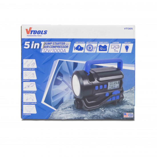5 in 1 Jump Starter with Air Compressor