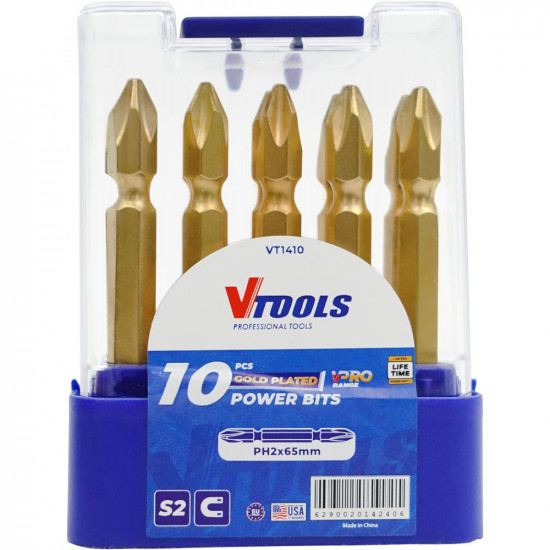 VTOOLS 10 Pieces 2/5 Inch PH2 Magnetic Screwdriver Bits Set VPRO