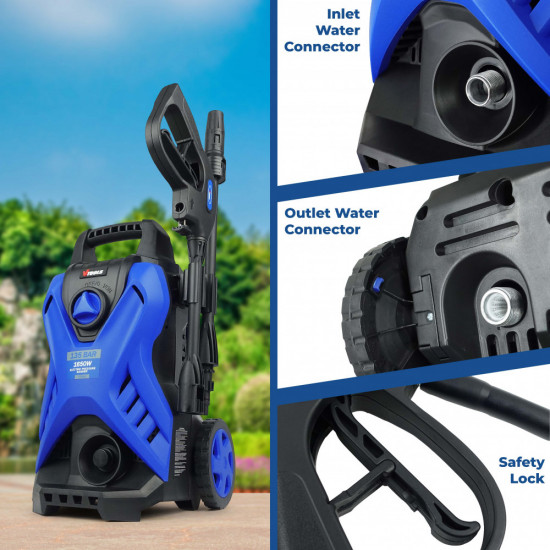 VTOOLS 135 Bar Electric Pressure Washer With 2 Wheels,5 Meter Hose & Soap Dispenser