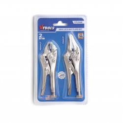 2PCS Mini 4-Inch Curved & Long Nose Locking Pliers