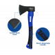15 Inch Carbon Steel Chopping Axe Hammer with Fiber Glass Handle, 800g