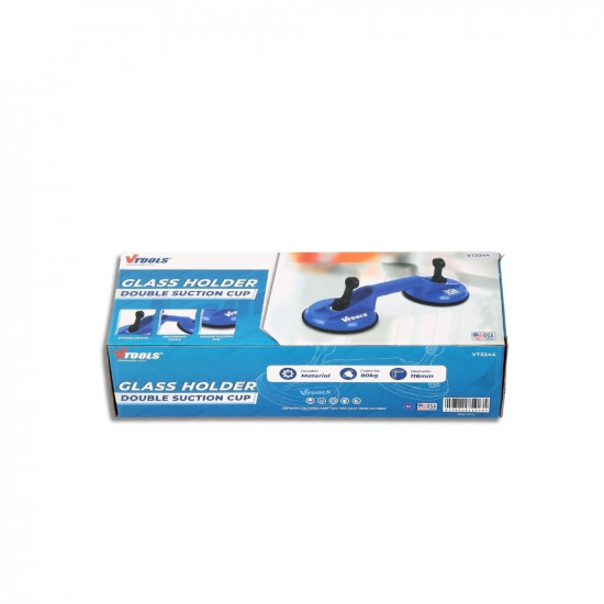 VTOOLS Heavy Duty Glass Lifter, Double Suction Cup 80 kg 116 mm Rubber