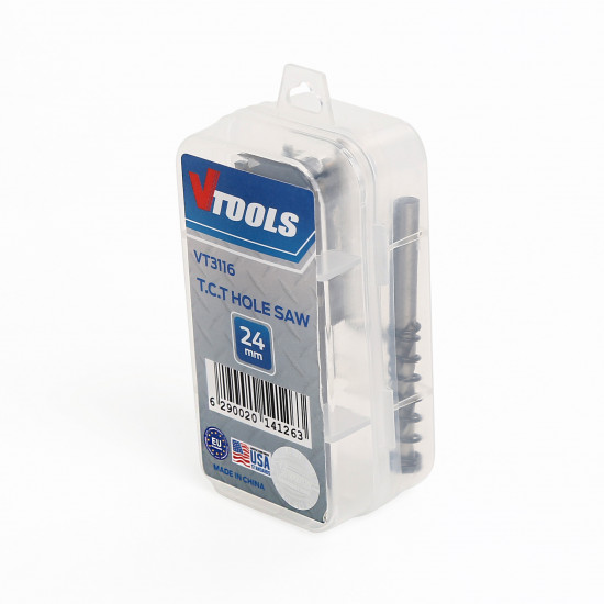 24mm TCT Hole Saw Cutter with Pilot Drill Bit & Allen Wrench