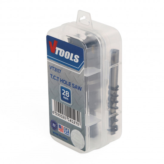 28mm TCT Hole Saw Cutter with Pilot Drill Bit & Allen Wrench