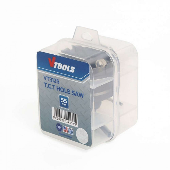 55mm TCT Hole Saw Cutter with Pilot Drill Bit and Allen Wrench
