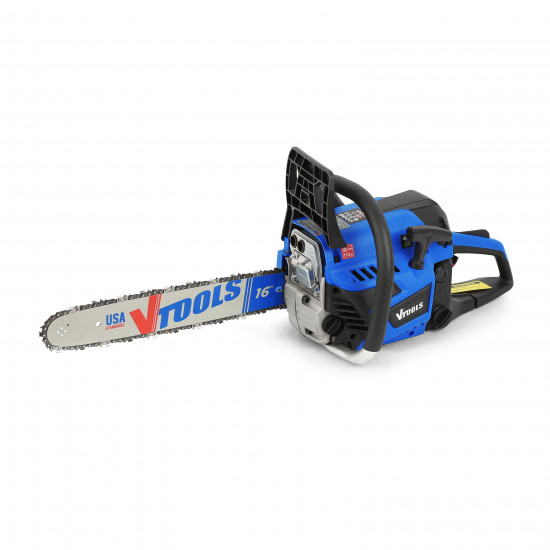 VTOOLS 16 Inch 45cc Gasoline Chainsaw, 550ml Fuel Tank, 2-Stroke Handheld with Air-Cooled Engine