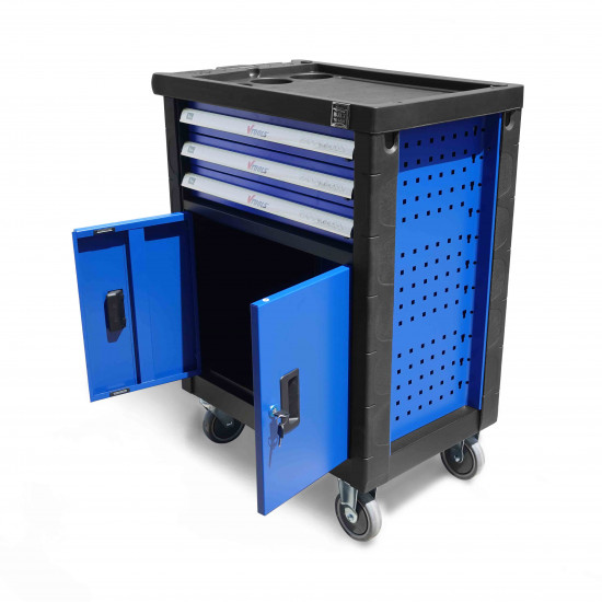 VTOOLS Roller Cabinet with 3-Drawer and ABS Plastic Top