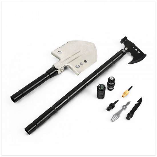 VTOOLS 9 In 1 Survival Shovel with Axe, Multifunctional Tactical Folding Shovel