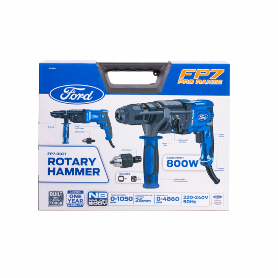 Ford 800W HD Rotary Hammer Kit - SDS Max